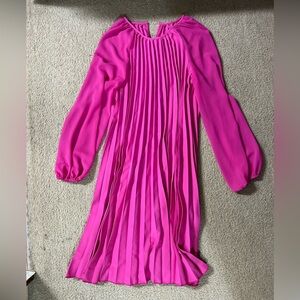 SHEIN Clasi Solid Color Lantern Sleeve Pleated Dress